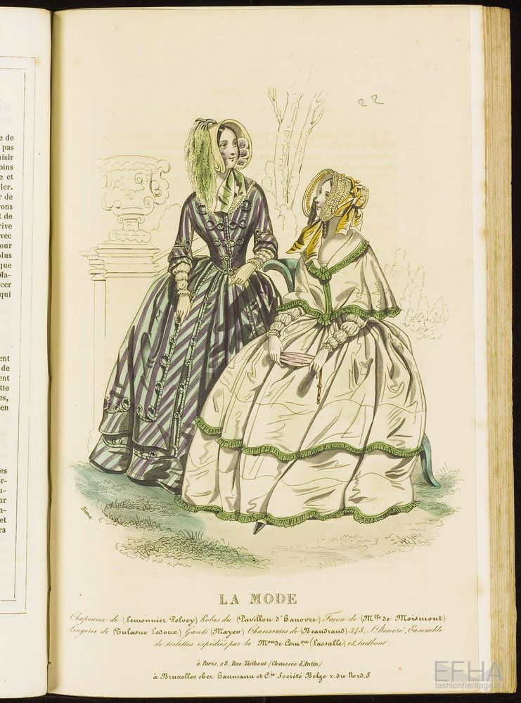 Unknown artist, Modeprent (in kleur) uit 'La mode : album des salons' 1842-01-06